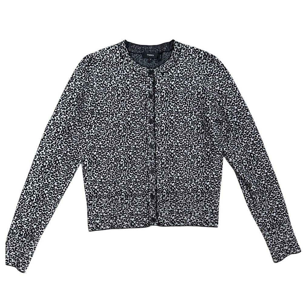 Theory Luxe Leopard Print Button-Front Crew Neckl… - image 3